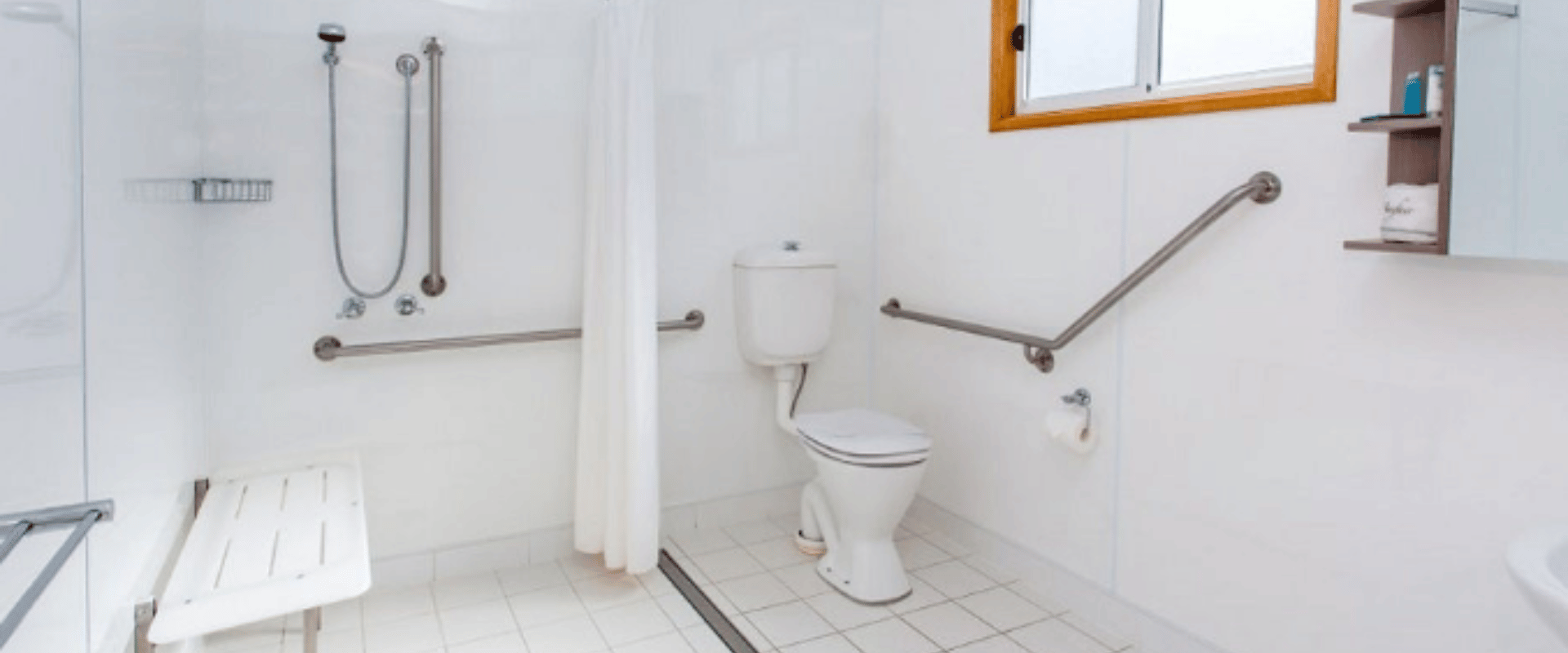 Modified bathroom for person with a disability